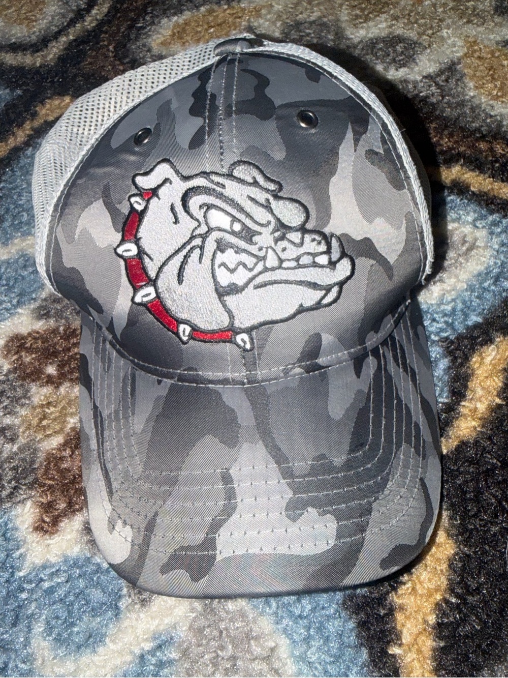 Gray Camo Bulldog Mesh-Back Dog Hat